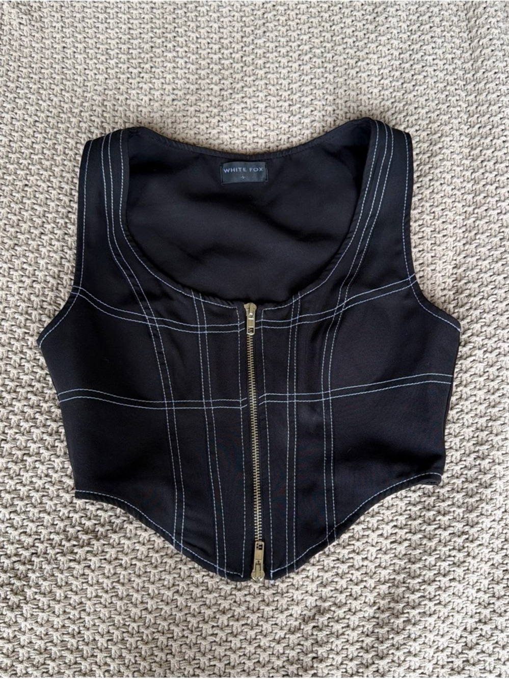 White Fox Boutique Black Zippered Crop Top